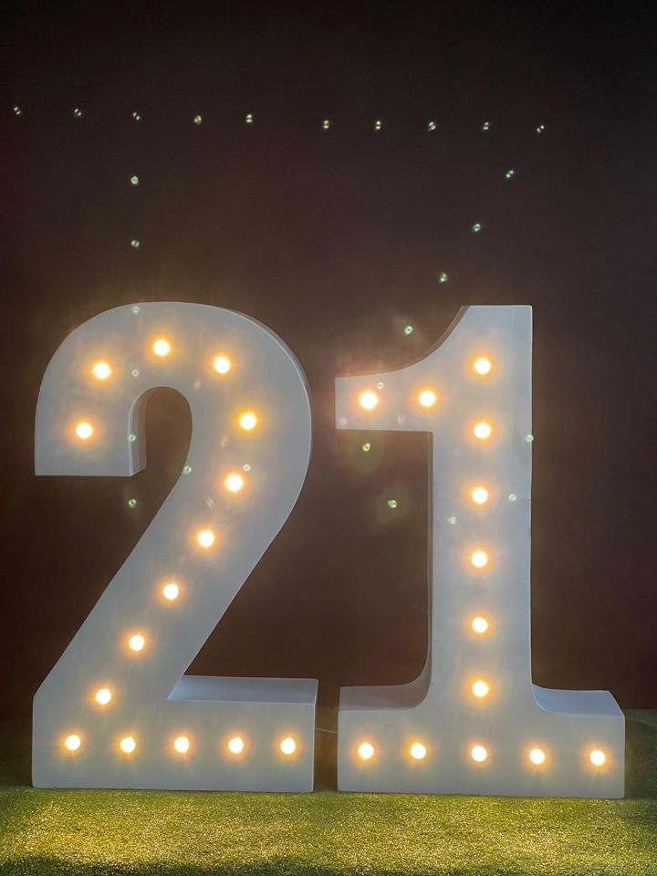 Marquee Numbers (2 and 1) for hire